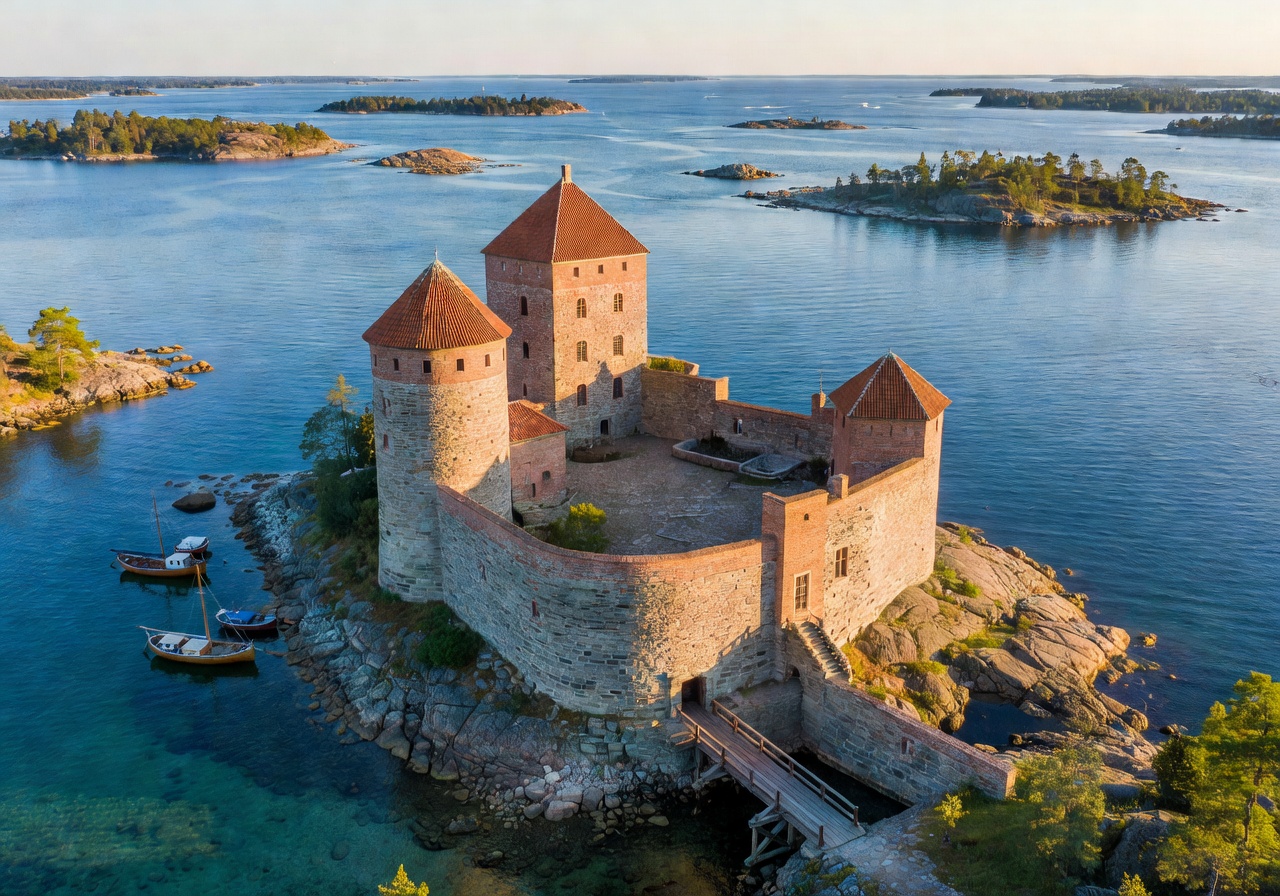 Historical Turku Castle and scenic archipelago waters
